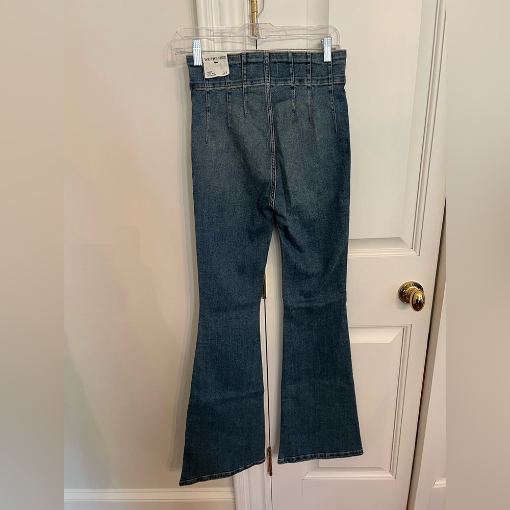 We the Free Jayde High Rise Flare Leg Denim Jeans Mermaid Blue NWT Free People - Picture 5 of 10